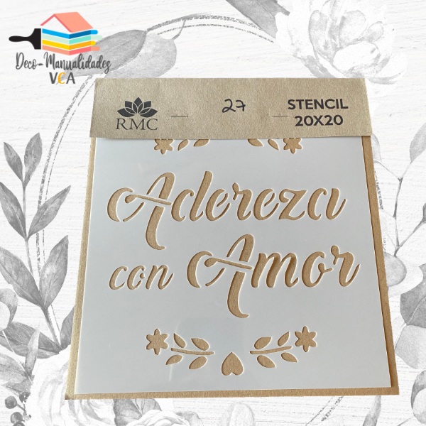 Stencil Frases: Adereza Con Amor (20x20 Cm) - Rmc