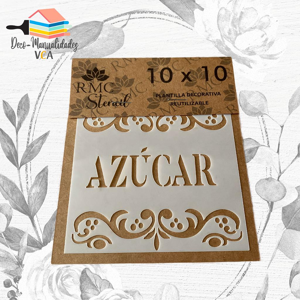 STENCIL FRASE: AZUCAR 10X10 (CUADRADO)